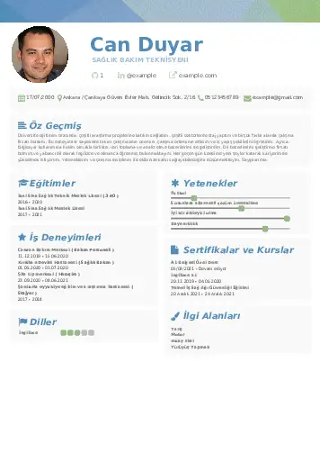 Hasta Bakıcı Cv Örnekleri cv indir